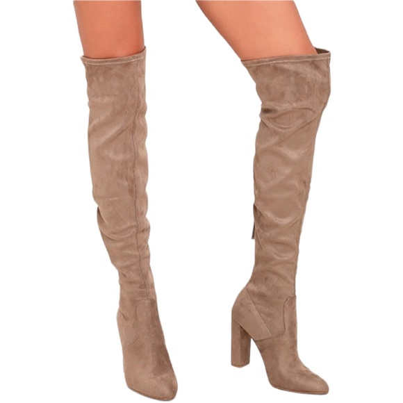 Steve Madden Shoes - Steve Madden Tan Faux Suede Over the Knee Heeled Boots Size 10